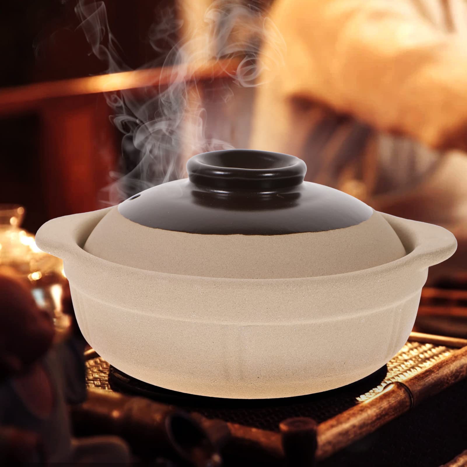 LIFKOME Clay Casserole Chinese Clay Pot Japanese Donabe Korean Stone Pot Ceramic Cooking Pot Earthenware Stew Pot Stockpot with Lid for Home Restaurant