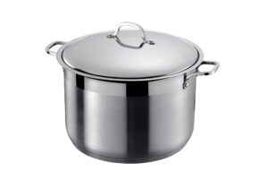 31.1qt commercial grade large stock pot stainless steel stockpot stew pot with lid, heavy-duty encapsulated bottom stockpot with stay cool handle, induction base safe