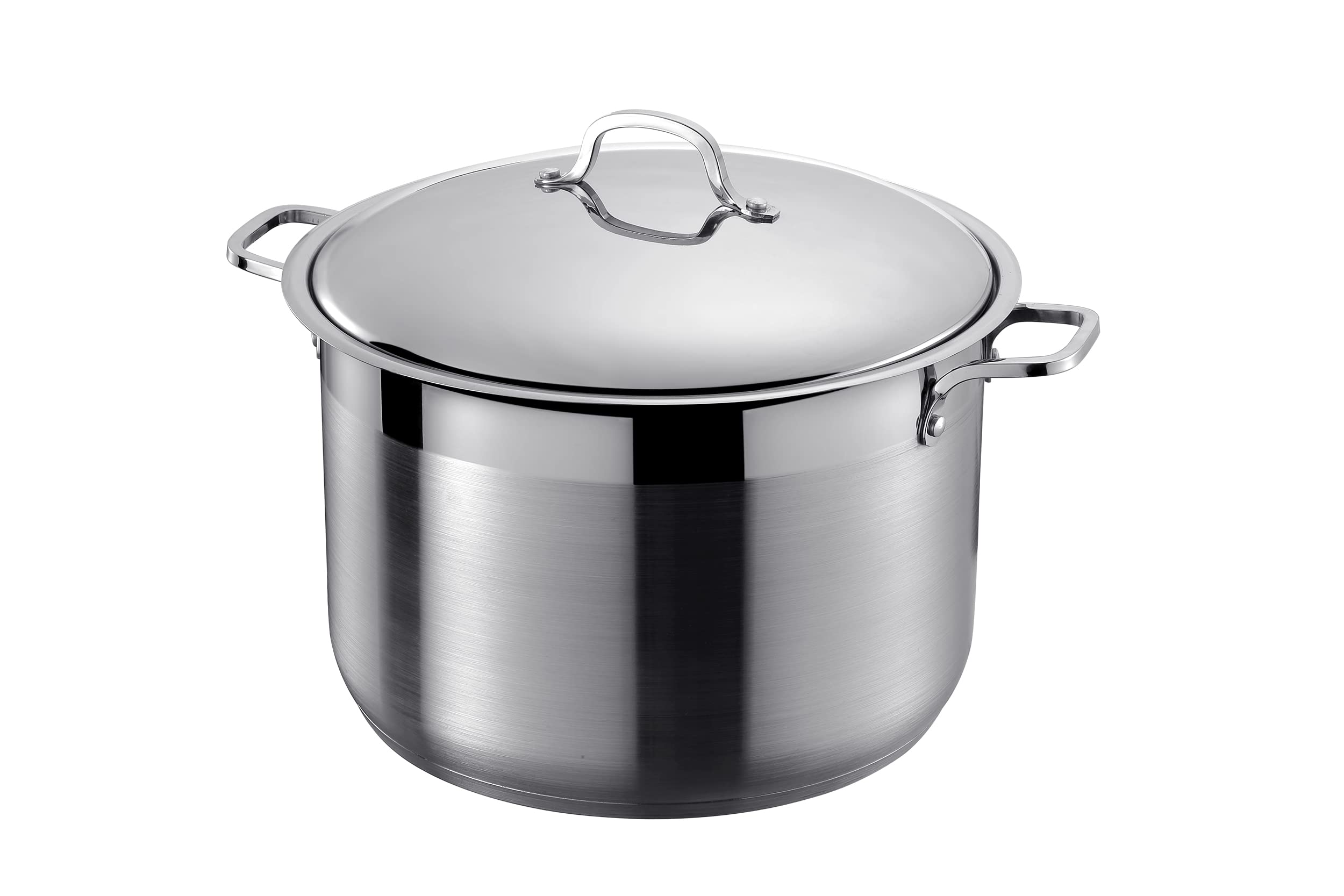 31.1Qt Commercial Grade Large Stock Pot Stainless Steel Stockpot Stew Pot with Lid, Heavy-Duty Encapsulated Bottom Stockpot with Stay Cool Handle, Induction Base Safe