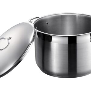 31.1Qt Commercial Grade Large Stock Pot Stainless Steel Stockpot Stew Pot with Lid, Heavy-Duty Encapsulated Bottom Stockpot with Stay Cool Handle, Induction Base Safe