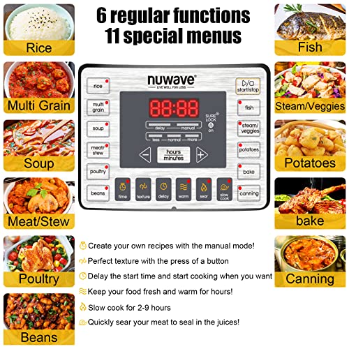 Nuwave Nutri-Pot Digital Pressure Cooker 8-quart Plated Steel Inner Pot, Rack & Sure-Lock Technology