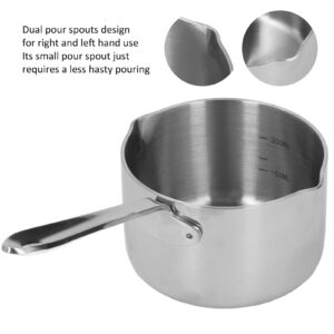 Milk Pot, Small Sauce Pan with Scale Stainless Steel Saucepan with Dual Pour Spouts for Heating Milk Making Syrups