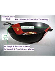 ceramic marble coated cast aluminium non stick wok 24 cm