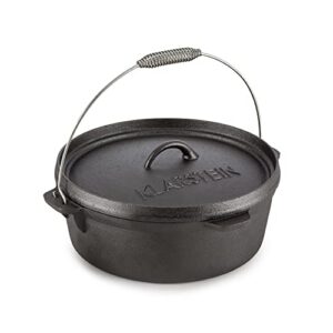 klarstein hotrod 85 dutch oven bbq - cast iron pot for cooking & serving, frying, baking, open fire, dutch oven pot with 8.5qt / 8.0l, extra-high lid rim, easy handling