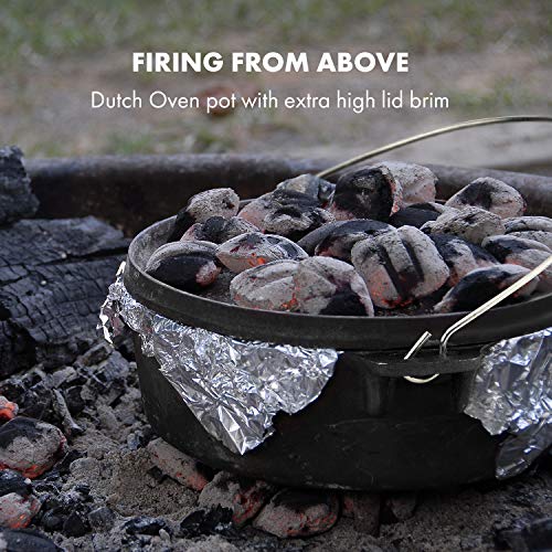 KLARSTEIN Hotrod 85 Dutch Oven BBQ - Cast Iron Pot for Cooking & Serving, Frying, Baking, Open Fire, Dutch Oven Pot with 8.5qt / 8.0L, Extra-High Lid Rim, Easy Handling