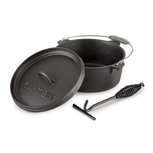 KLARSTEIN Hotrod 85 Dutch Oven BBQ - Cast Iron Pot for Cooking & Serving, Frying, Baking, Open Fire, Dutch Oven Pot with 8.5qt / 8.0L, Extra-High Lid Rim, Easy Handling