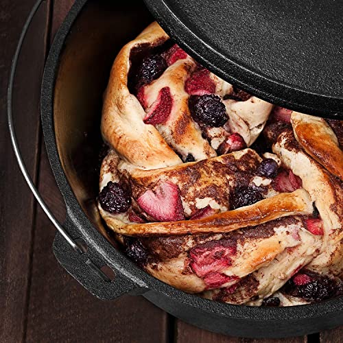 KLARSTEIN Hotrod 85 Dutch Oven BBQ - Cast Iron Pot for Cooking & Serving, Frying, Baking, Open Fire, Dutch Oven Pot with 8.5qt / 8.0L, Extra-High Lid Rim, Easy Handling