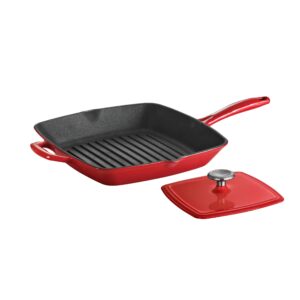 tramontina grill pan with press enameled cast iron 11-in graduated red, 80131/059ds