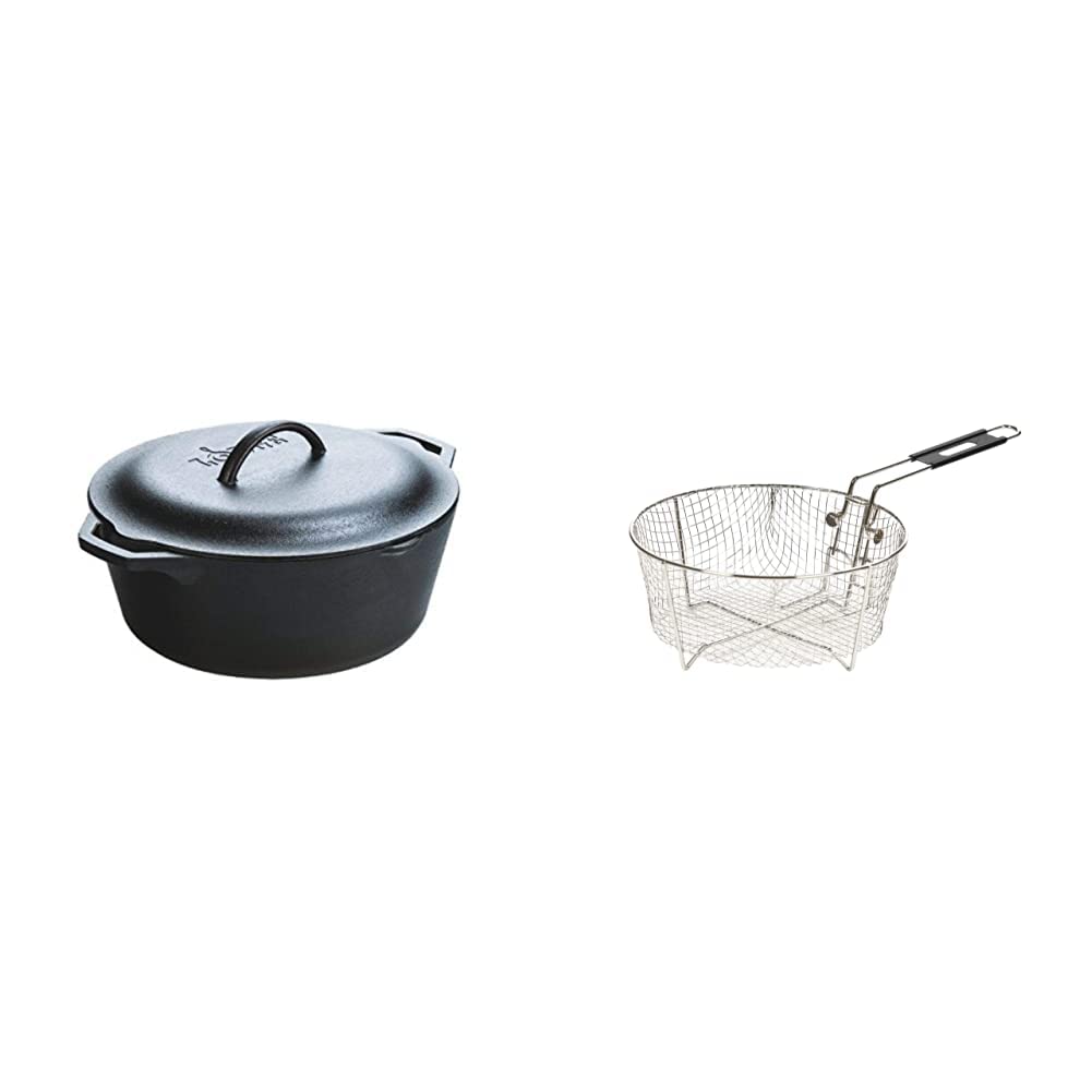 Lodge Cast Iron Serving Pot Dutch Oven with Basket and Accessories, Pre-Seasoned, 7-Quart