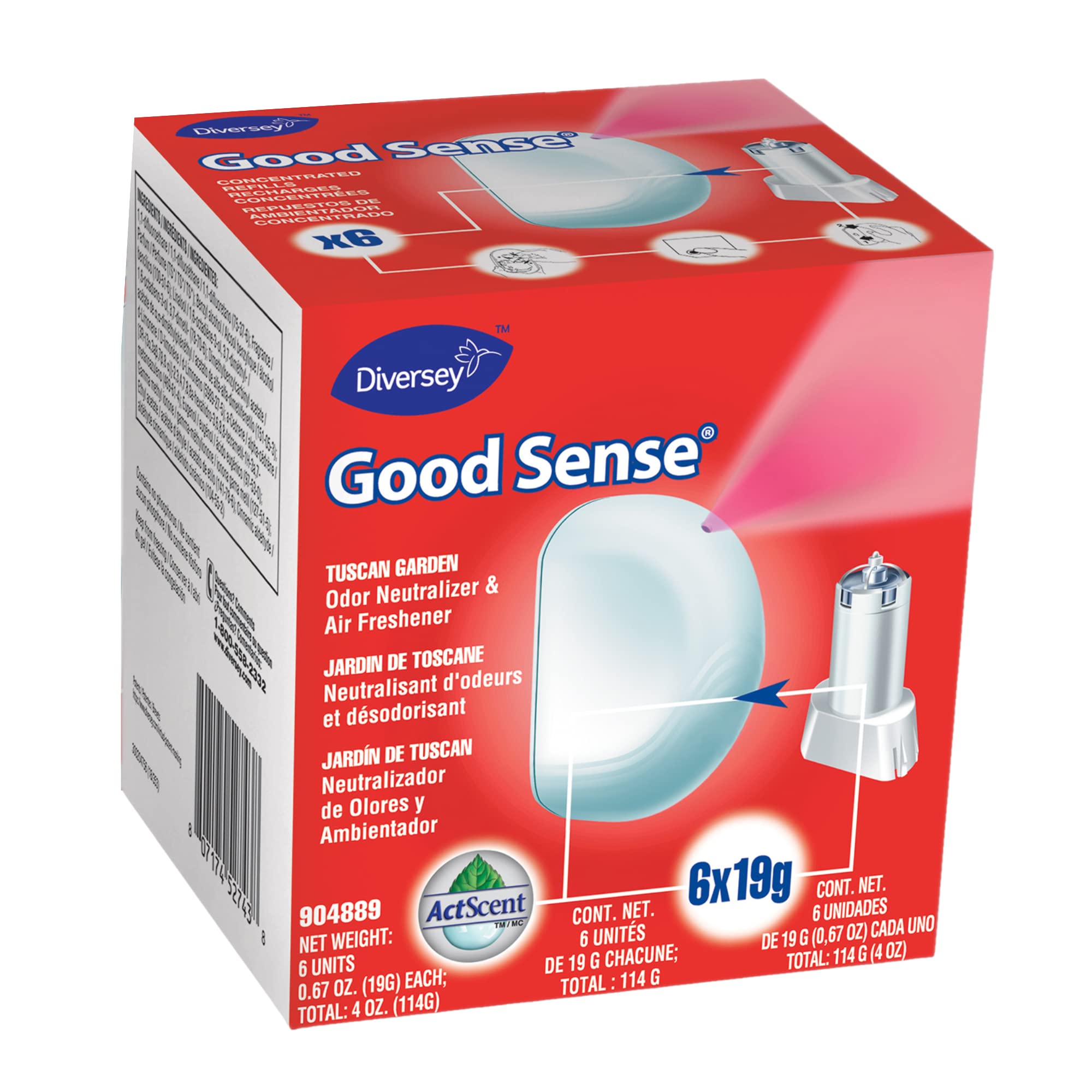 Diversey Good Sense Automatic Spray System, Tuscan Garden Scent, 0.67 Oz Cartridge, 12/carton