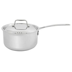 nuwave commercial 3-quart stainless steel saucepan with vented lid, tri-ply construction, premium 18/10 stainless steel