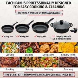 AMBOSS 11 Inch Nonstick Frying Pan –Reinforced With Titanium and Diamond Non Stick Coating Skillet Pan – No PFOA or PTFE – 4mm Heavy-gauge Body Super Easy Clean Fry Pan – Black