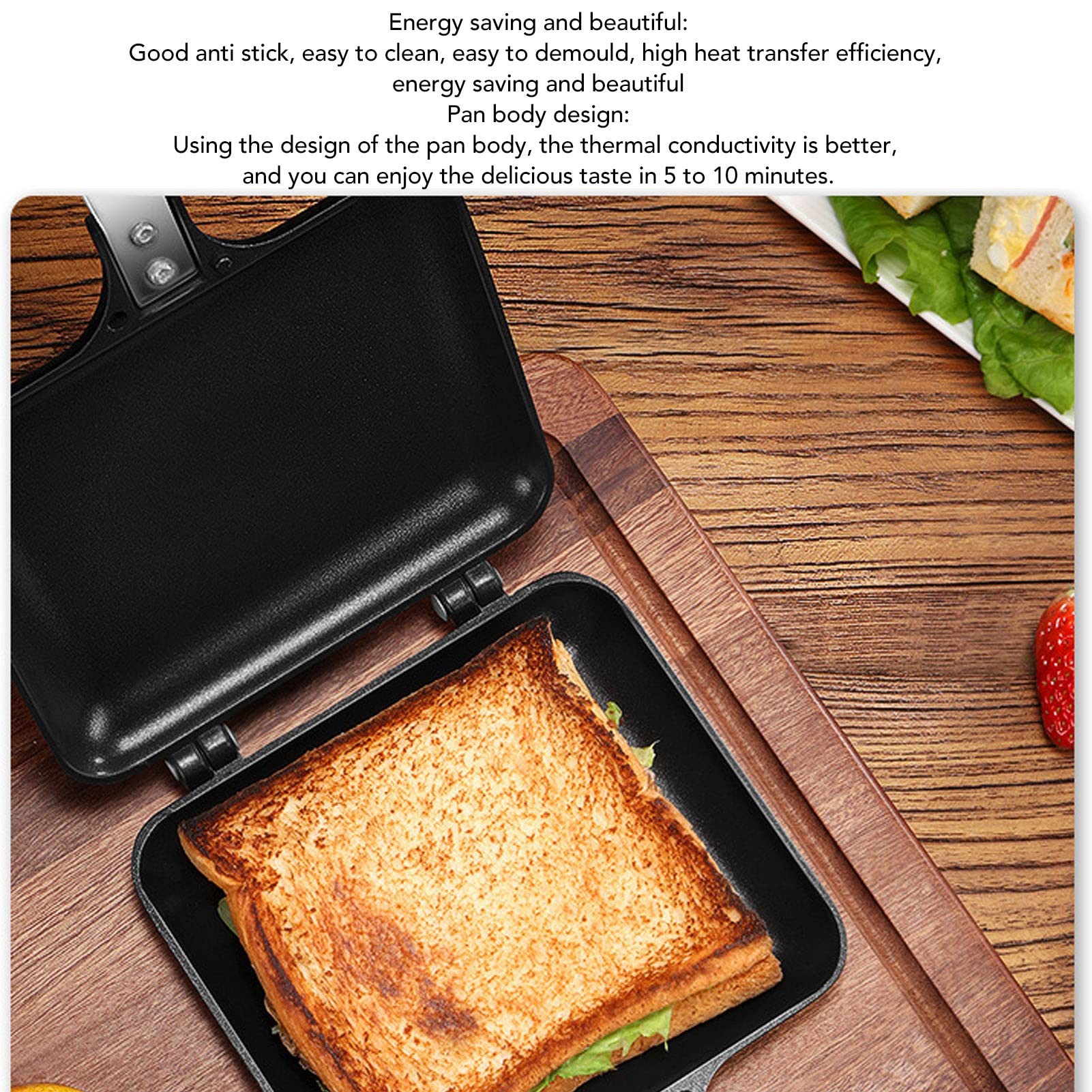 Double-Sided Frying Pan, 35 x 15 cm Square Aluminum Alloy Non Stick Flip-Top Pans Eggs Sandwiches Crepes Omelette Skillet Cooking Saucepan for Electric Induction