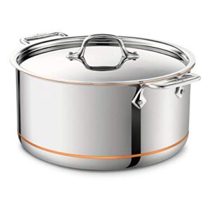 all-clad copper core 5-ply stainless steel stockpot 8 quart induction oven broiler safe 600f pots and pans, cookware silver