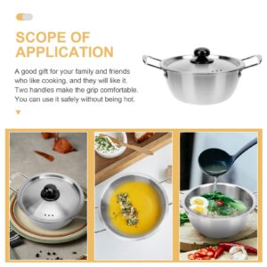 Korean Ramen Noodle Pot, 16 cm Stainless Steel Stockpot Soup Cooking Pot with Lid, Nonstick Saucepan Small Pasta Pot, Camping Cookware for Stovetop