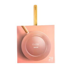 neoflam 11" nonstick pink color pan for stove top and induction | wood handle | made in korea (11" pan)