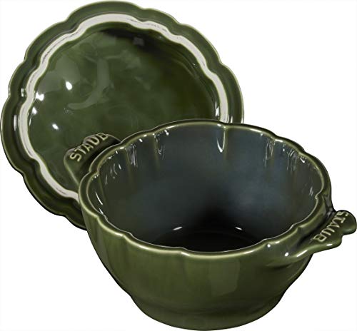 STAUB Ceramics Dutch Oven 16-oz Petite Artichoke Cocotte, Basil