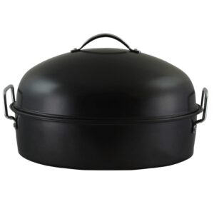 unknown1 high dome oval roaster set in black steel