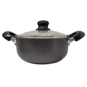 professional non-stick dutch oven multi layer protection with glass lid (2qt)