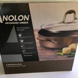 Anolon Advanced Hard Anodized Nonstick Stockpot/Dutch Oven with Lid, 5.5-Quart, Light Brown