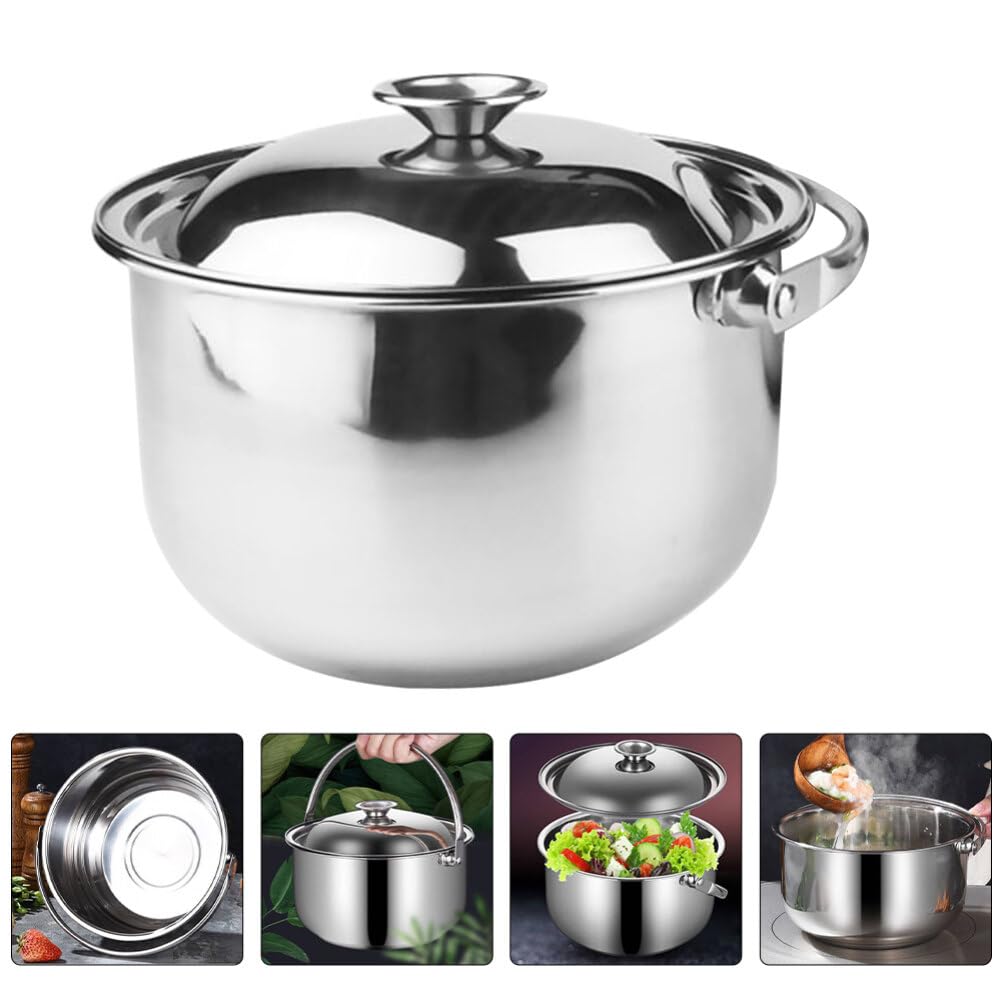 UPKOCH Stainless Steel Stock Pot Stockpot with Lid Soup Pot Pasta Cooking Pot for Soup Lobster Stews Cooking Gifts 20cm