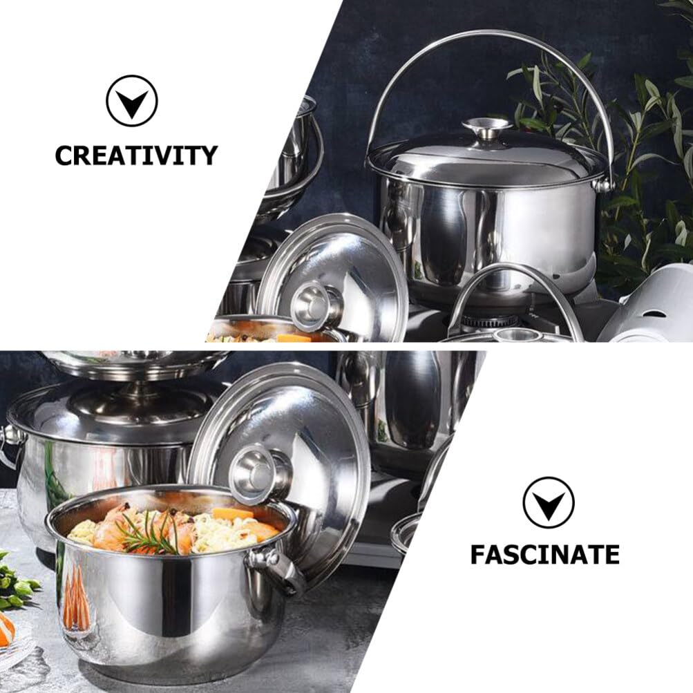 UPKOCH Stainless Steel Stock Pot Stockpot with Lid Soup Pot Pasta Cooking Pot for Soup Lobster Stews Cooking Gifts 20cm