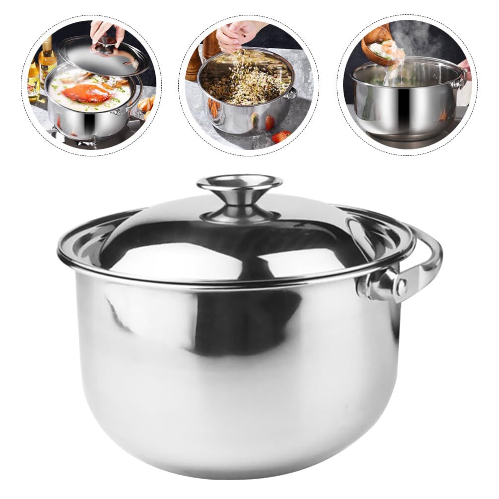 UPKOCH Stainless Steel Stock Pot Stockpot with Lid Soup Pot Pasta Cooking Pot for Soup Lobster Stews Cooking Gifts 20cm