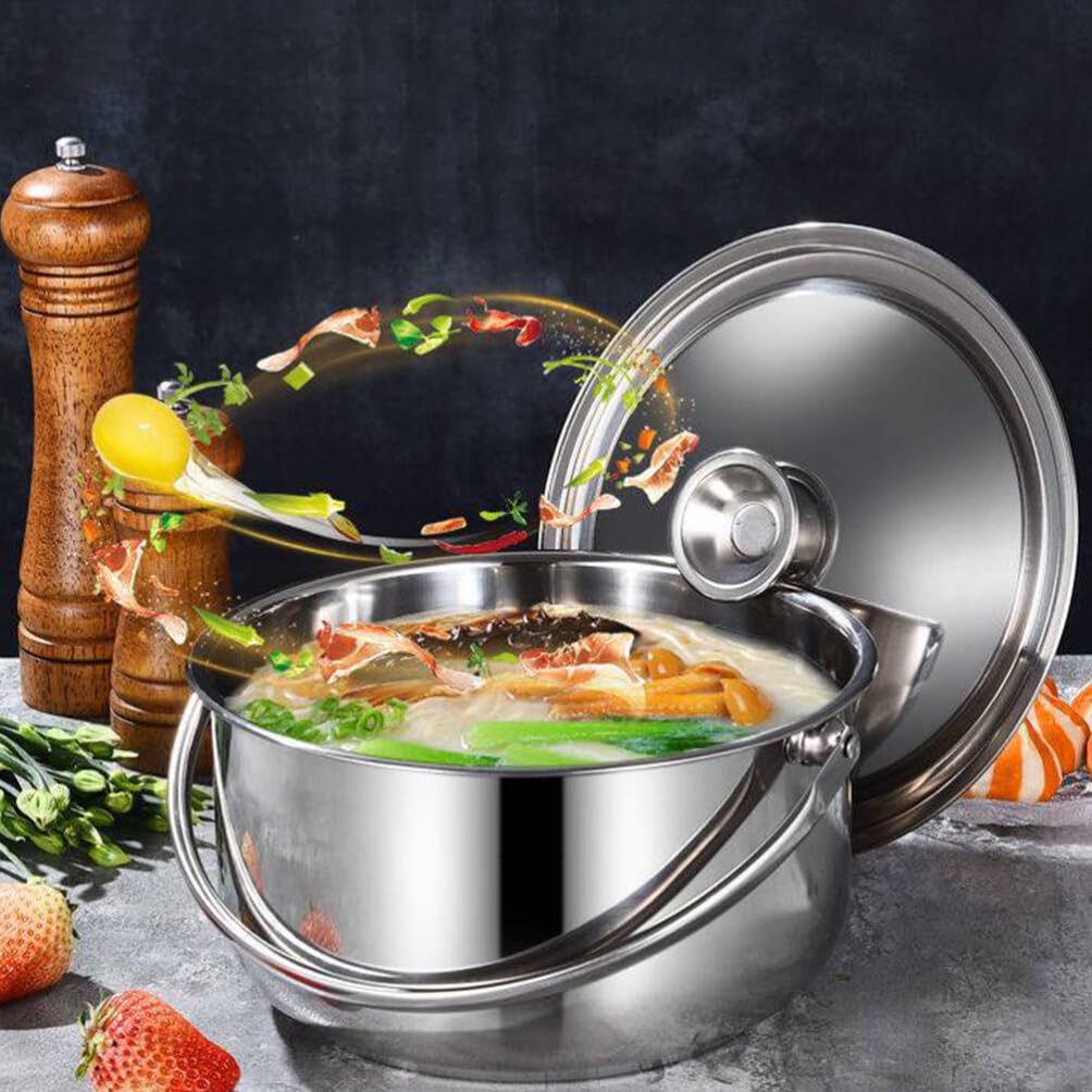 UPKOCH Stainless Steel Stock Pot Stockpot with Lid Soup Pot Pasta Cooking Pot for Soup Lobster Stews Cooking Gifts 20cm