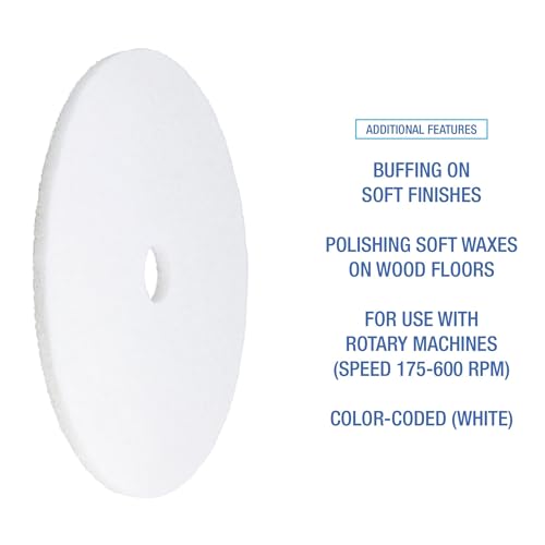 Boardwalk BWK4024WHI 24 in. Polishing Floor Pads - White (5/Carton)