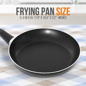 NutriChef 10" Nonstick Open Fry Pan - PFOA Free Non-Stick Large Frying Pan Kitchen Cookware - Works Nonstick Kitchen Cookware Set Model NCCWA13 PRTNCCWA13LFP