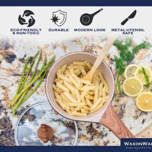 WaxonWare Non Stick Saucepan & Wok Pot, Induction Compatible & Marbellous Coating (A 100% PFOA Free Coating Made In Germany) - For Sauces, Soups, Pasta & Rice (2.2 Quart Saucepan)