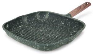 phantom chef 11" square frypan with granite finish | pfoa free | nonstick chef cookware | granite grill pan | induction compatible | dishwasher & oven safe | stay-cool handle | easy to clean (green)
