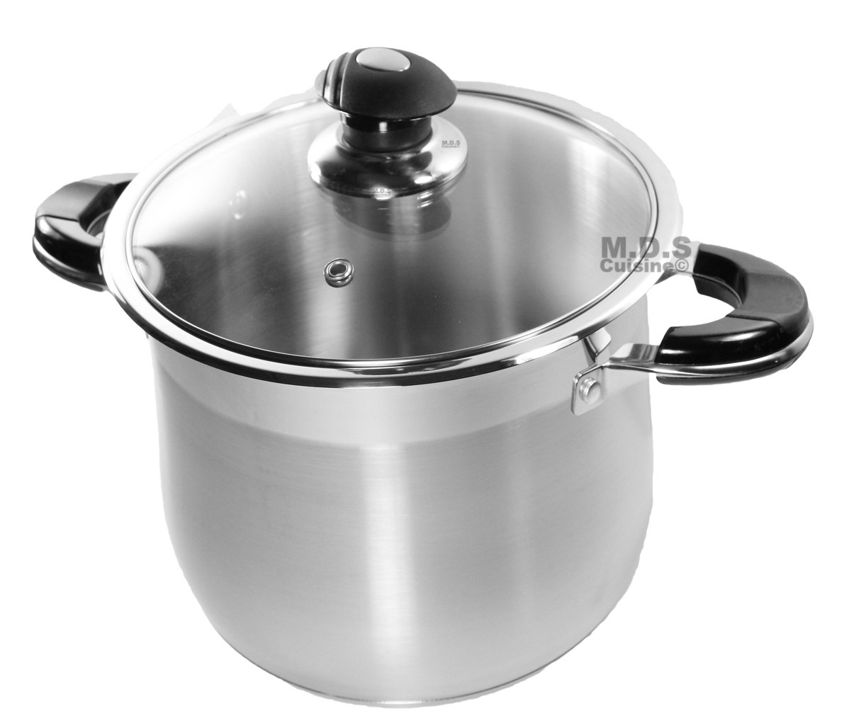 20Qt Stock Pot Stainless Steel Super Double Capsulated Bottom w/Glass Lid