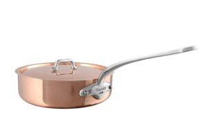 mauviel made in france m'heritage copper m150s 6111.25 3-1/5-quart covered saute pan, cast stainless steel handles.