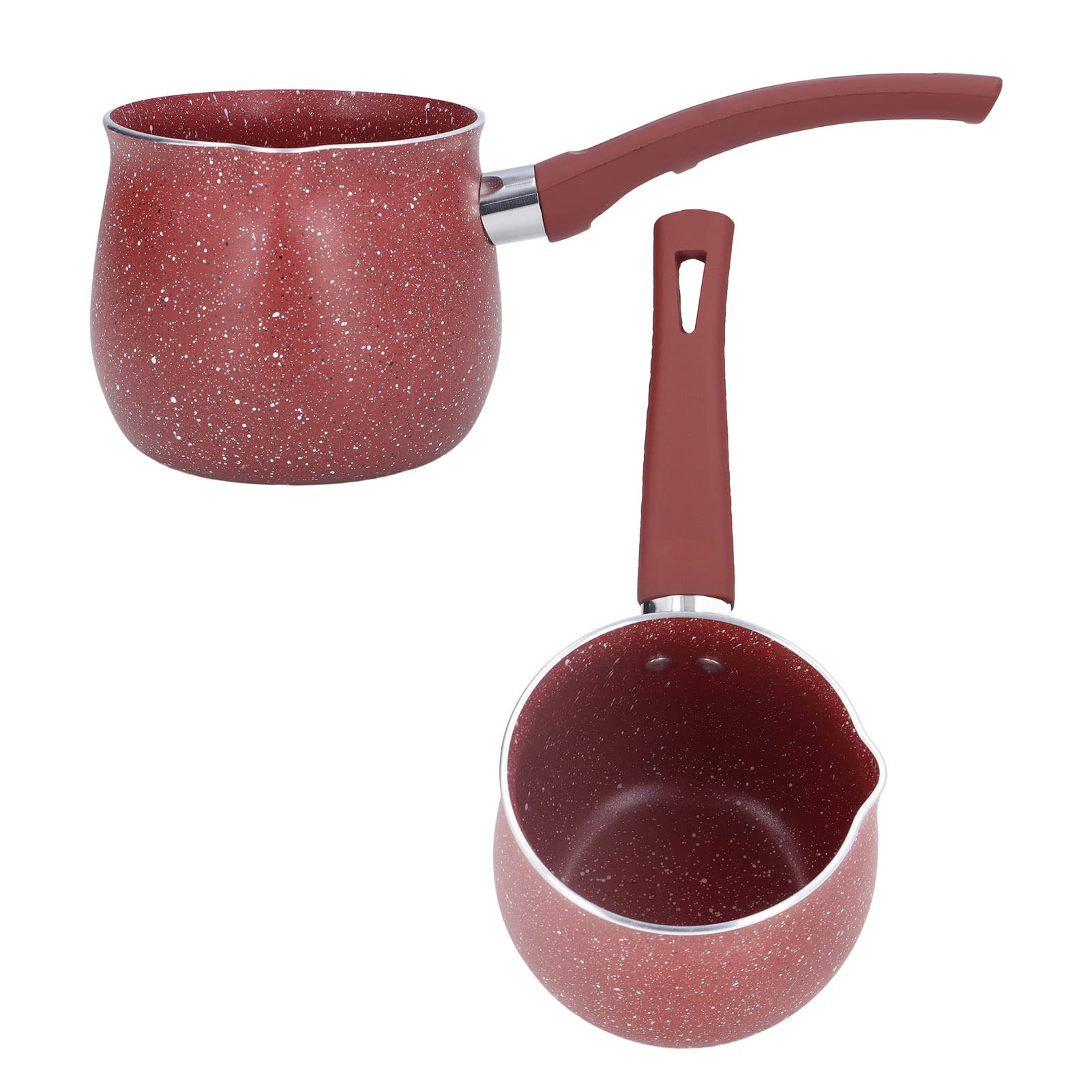 Aluminium Alloy Nonstick Milk Pan, Single Handle Anti-scalding Sauce Pan Sauce Pot, Mini Saucepan Coffee Pot Egg Boiling Pot for Home Kitchen (red)