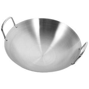 doitool kitchen cookwear stainless steel wok, 10.23 inch non- stick frying pan dual handle wok kitchen cookware carbon steel skillet