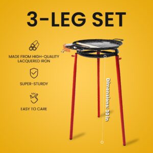 Machika Campfire Tripod | Camping Tripod | 3-Leg Camping Tripod For Cooking | Resistant & Stable Lacquered Iron Body | Perfect for Outdoor Cooking | 30 in |