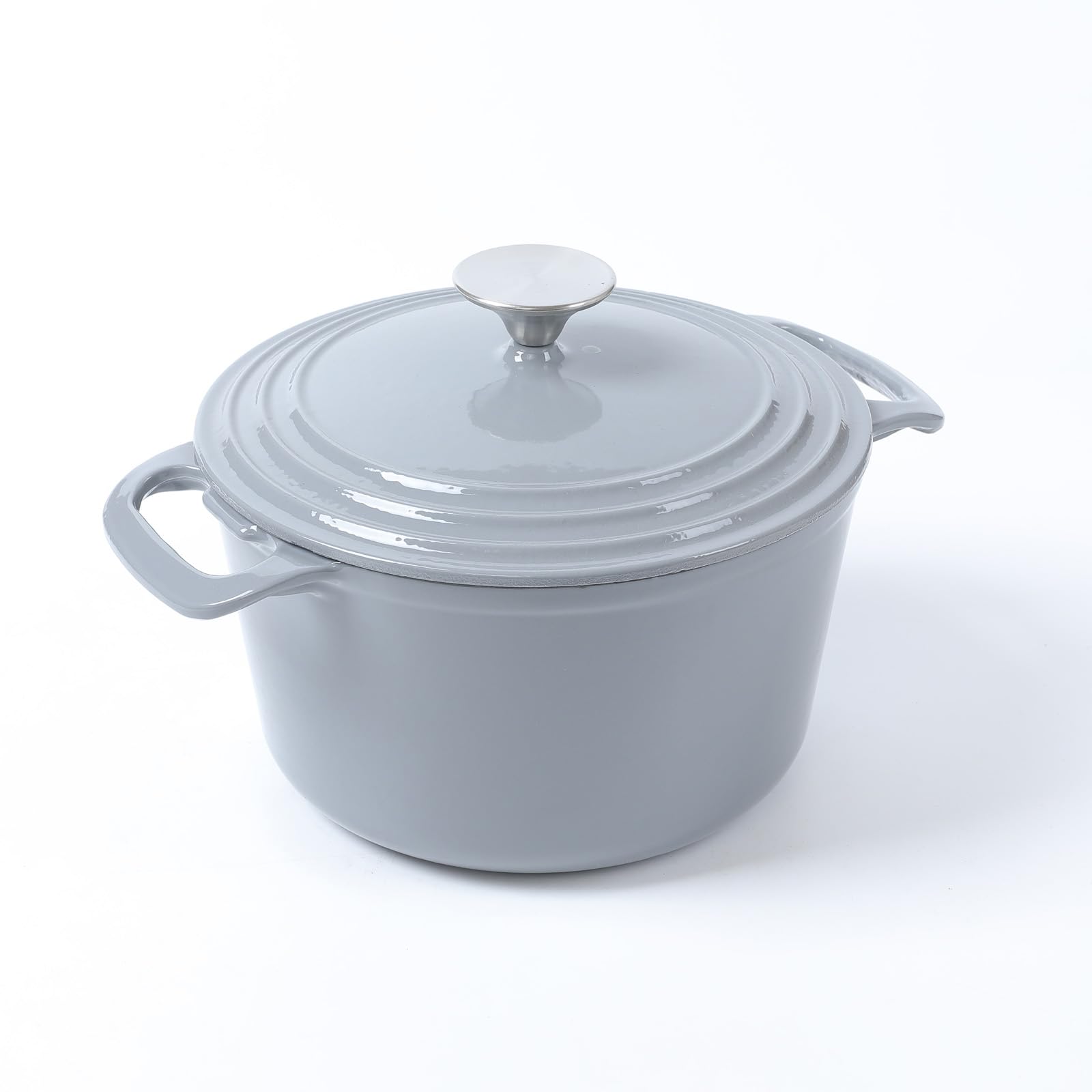 HAWOK Cast Iron Enameled Round Dutch Oven Casserole 3.5 Quart/3.3-Liters Gray……