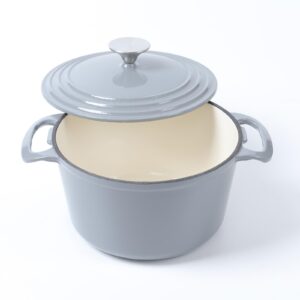 HAWOK Cast Iron Enameled Round Dutch Oven Casserole 3.5 Quart/3.3-Liters Gray……