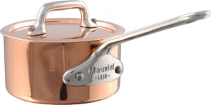 mauviel m'minis copper & stainless steel mini sauce pan with stainless steel handle, 0.32-qt, made in france