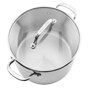 KitchenAid 3-Ply Base Brushed Stainless Steel Stock Pot/Stockpot with Lid, 8 Quart