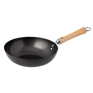 joyce chen classic series 9.5-inch carbon steel nonstick stir fry pan with birch handle