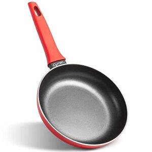cyrret 10 inch frying pan nonstick, non stick skillets egg pan omelette pan with healthy coating, red cookware for christmas gift
