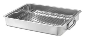 ikea 9789178905638 koncis roasting pan with grill rack, stainless steel (1, 16x13), gray