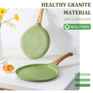 11 Inch Frying Pan Non-Stick Steak Pancake Cooking Breakfast Maker Crepe Pan Pancake Pan Household Wooden Handle Egg Griddle Pan