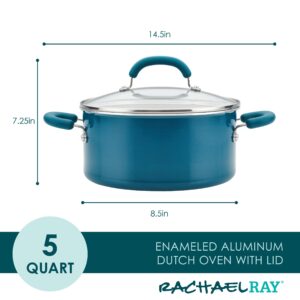 Rachael Ray Create Delicious Nonstick Induction Dutch Oven with Lid, 5 Quart, Teal Shimmer