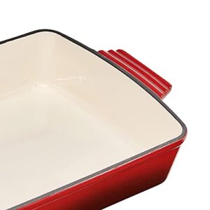 AmazonCommercial Enameled Cast Iron 13-Inch Roasting/Lasagna Pan, Red