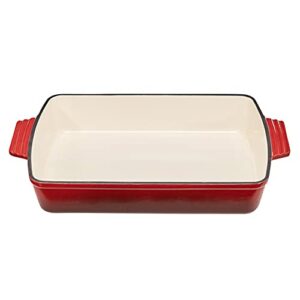 AmazonCommercial Enameled Cast Iron 13-Inch Roasting/Lasagna Pan, Red