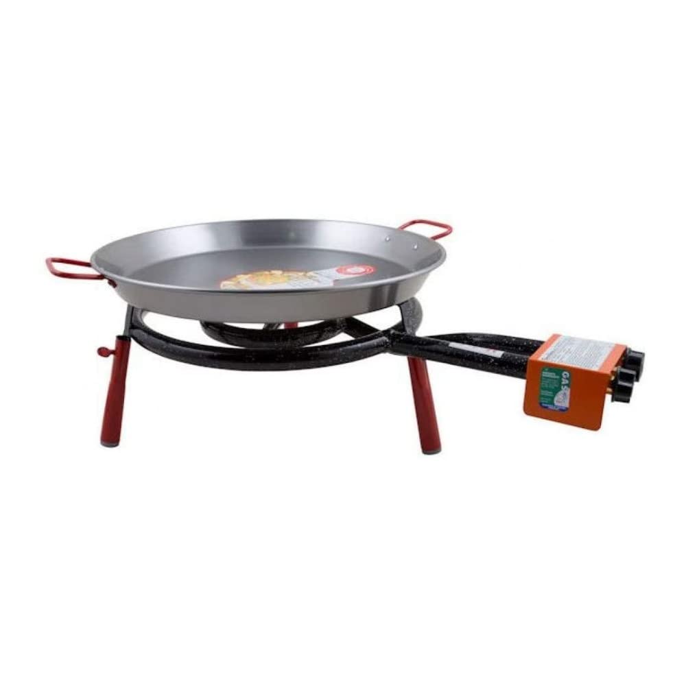 Garcima La Paella Valencia 18-Inch Carbon Steel Paella Pan with 16-Inch Burner Set