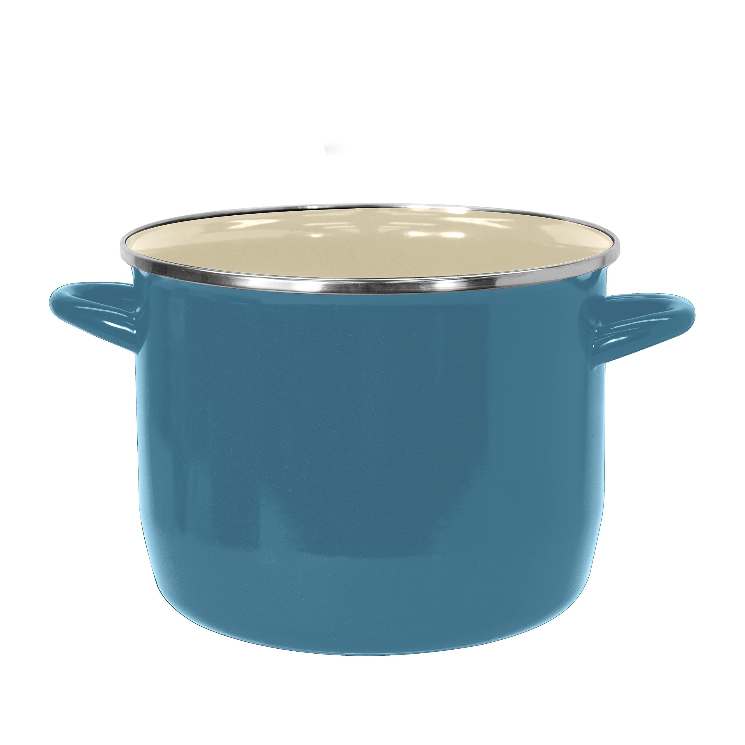 Vasconia - 8-Quart Stockpot with Glass Lid (Teal) Soup Pot for All Ranges (Enamel on Steel) Dishwasher & Oven Safe up to 350°F - Non-Reactive Enameled Interior Pot for Gumbo, Stew, Boil, Pasta, Chili